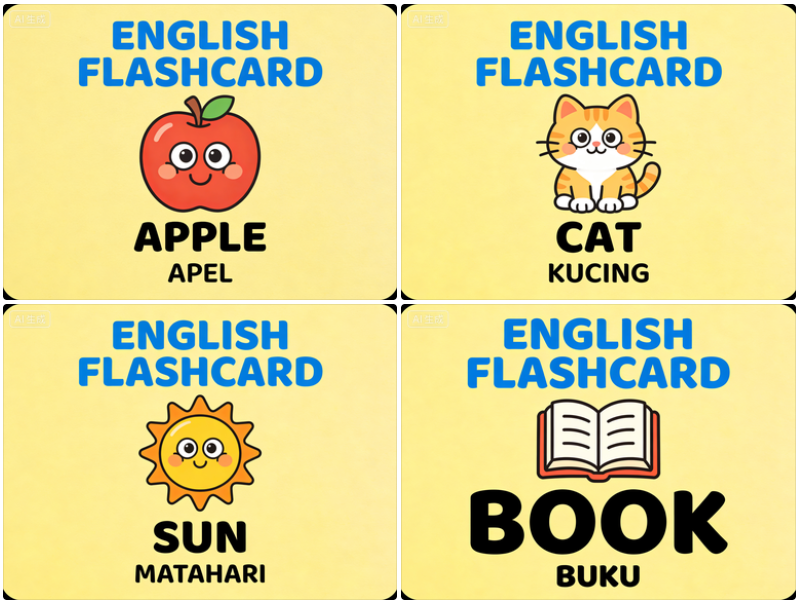 Flashcard buatan sendiri fleksibel, dan bisa disesuaikan dengan tema.